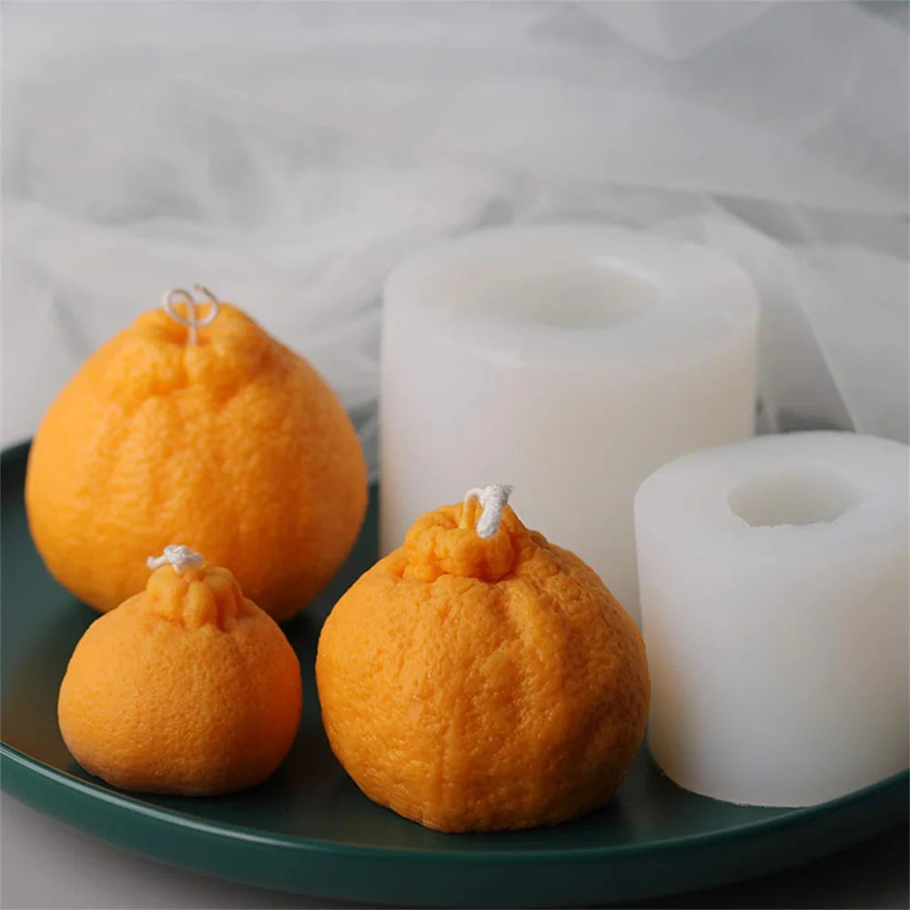 Orange Fruit Candle Mold DIY Strawberry Cake Decor Mold 3D Pumpkin Lemon Scented Candle Plaster Mold Soap Making Home Decor Gift