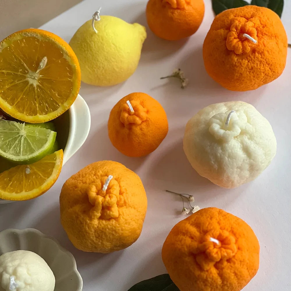 Orange Fruit Candle Mold DIY Strawberry Cake Decor Mold 3D Pumpkin Lemon Scented Candle Plaster Mold Soap Making Home Decor Gift