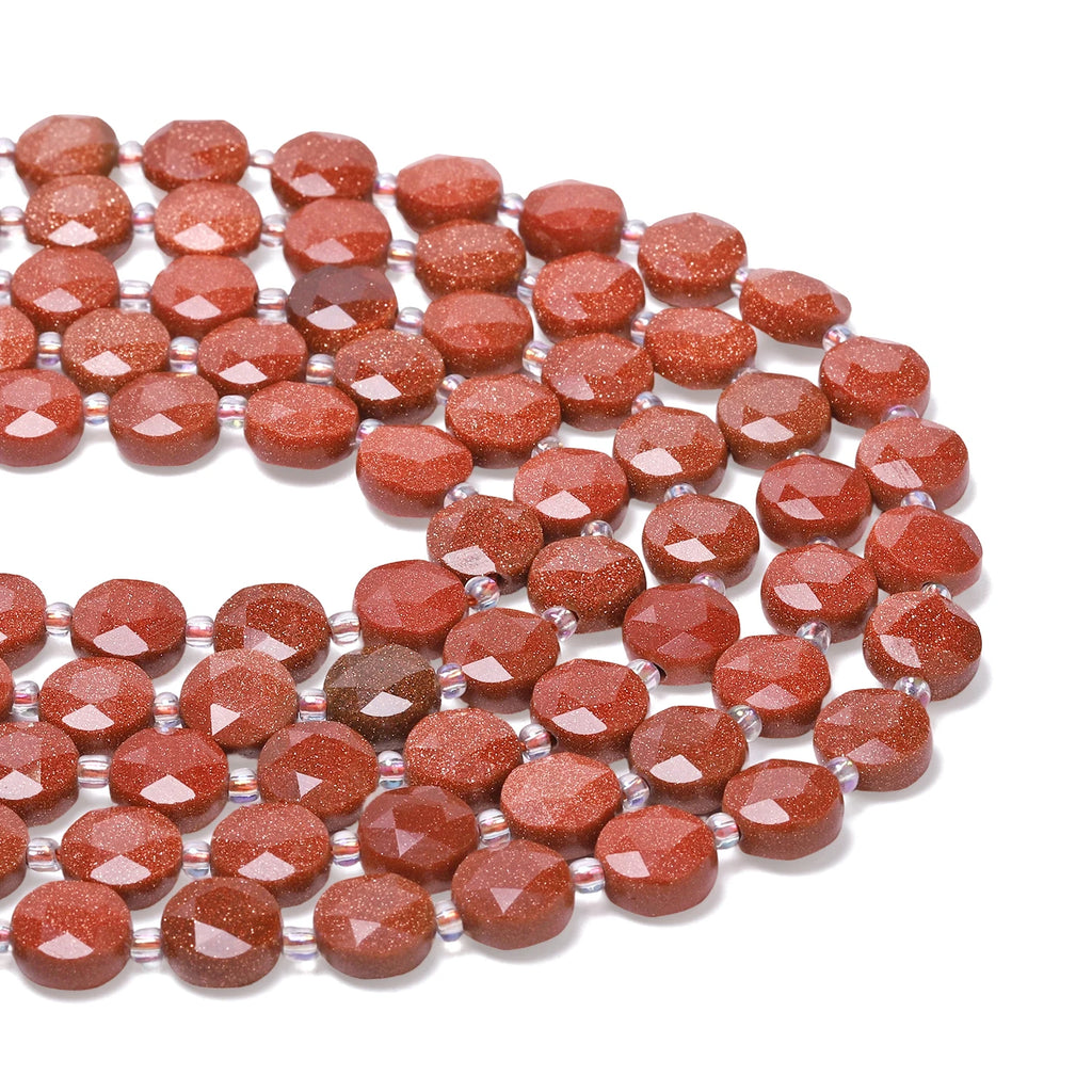 Stone Beads Faceted Coin Tiger Eye Amethyst Styles for DIY Jewelry Making