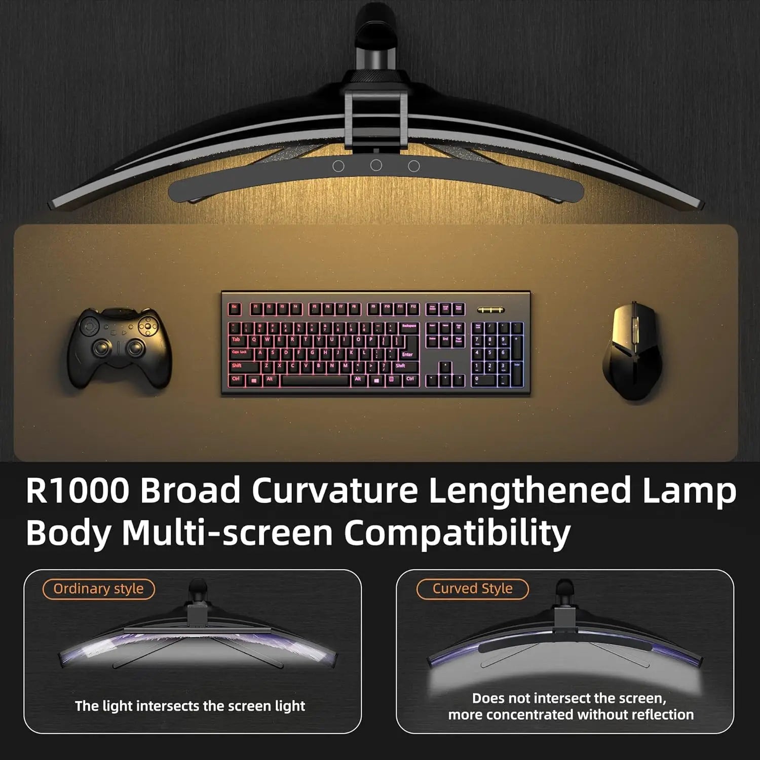 Curved Monitor Light Bar, Stepless LED Computer Monitor Light Bar Desk Lamp