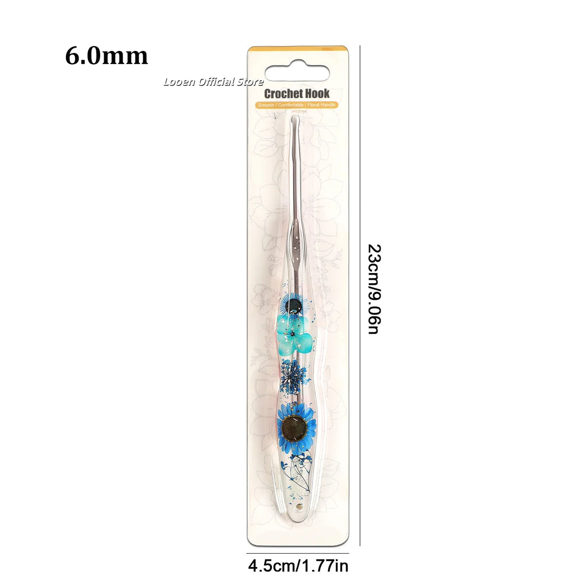 Crochet Hook, Gourd-Shaped Floral Resin Handle for Handmade Yarn Projects