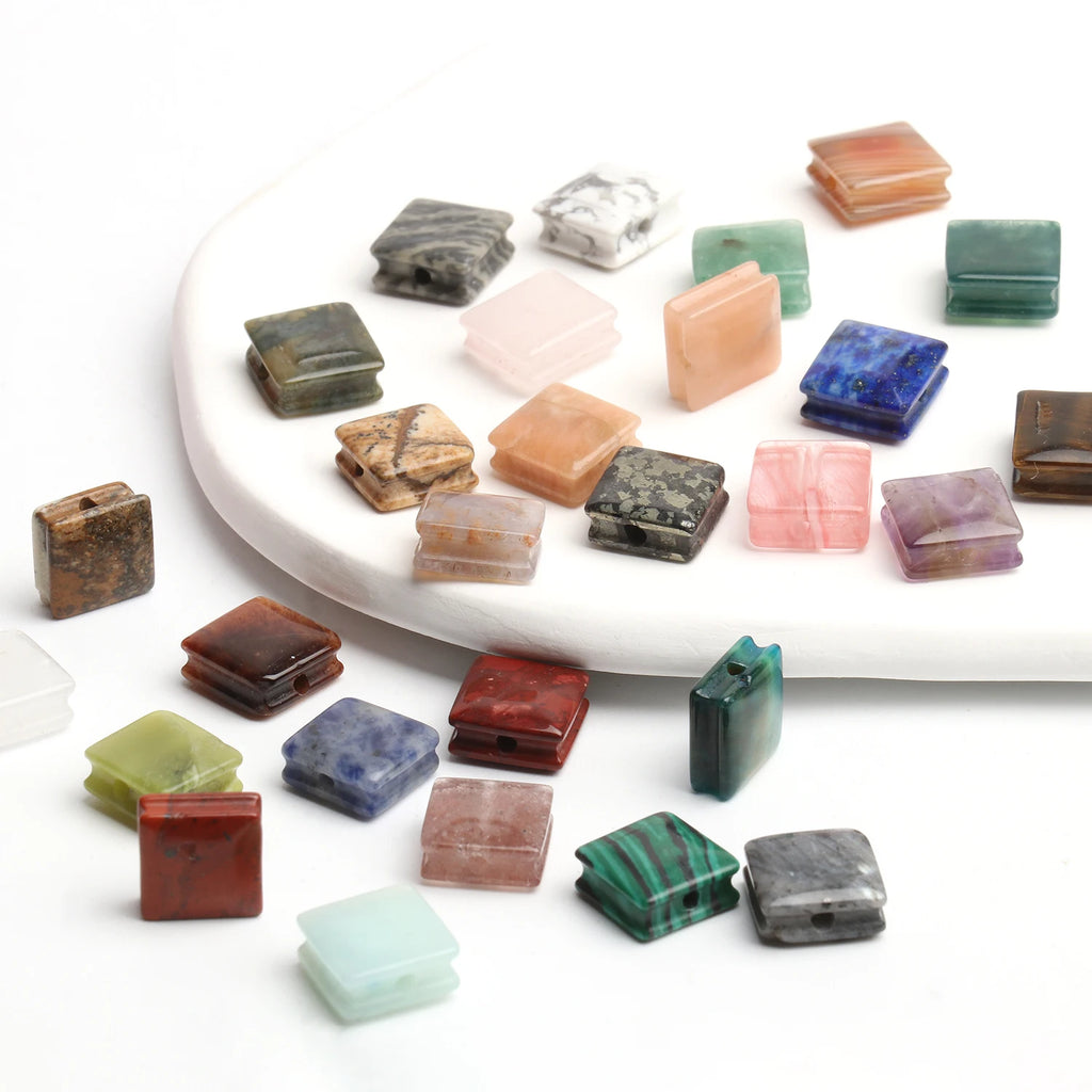 Stone Beads Square Amethyst Aventurine Quartz Styles for DIY Jewelry Making