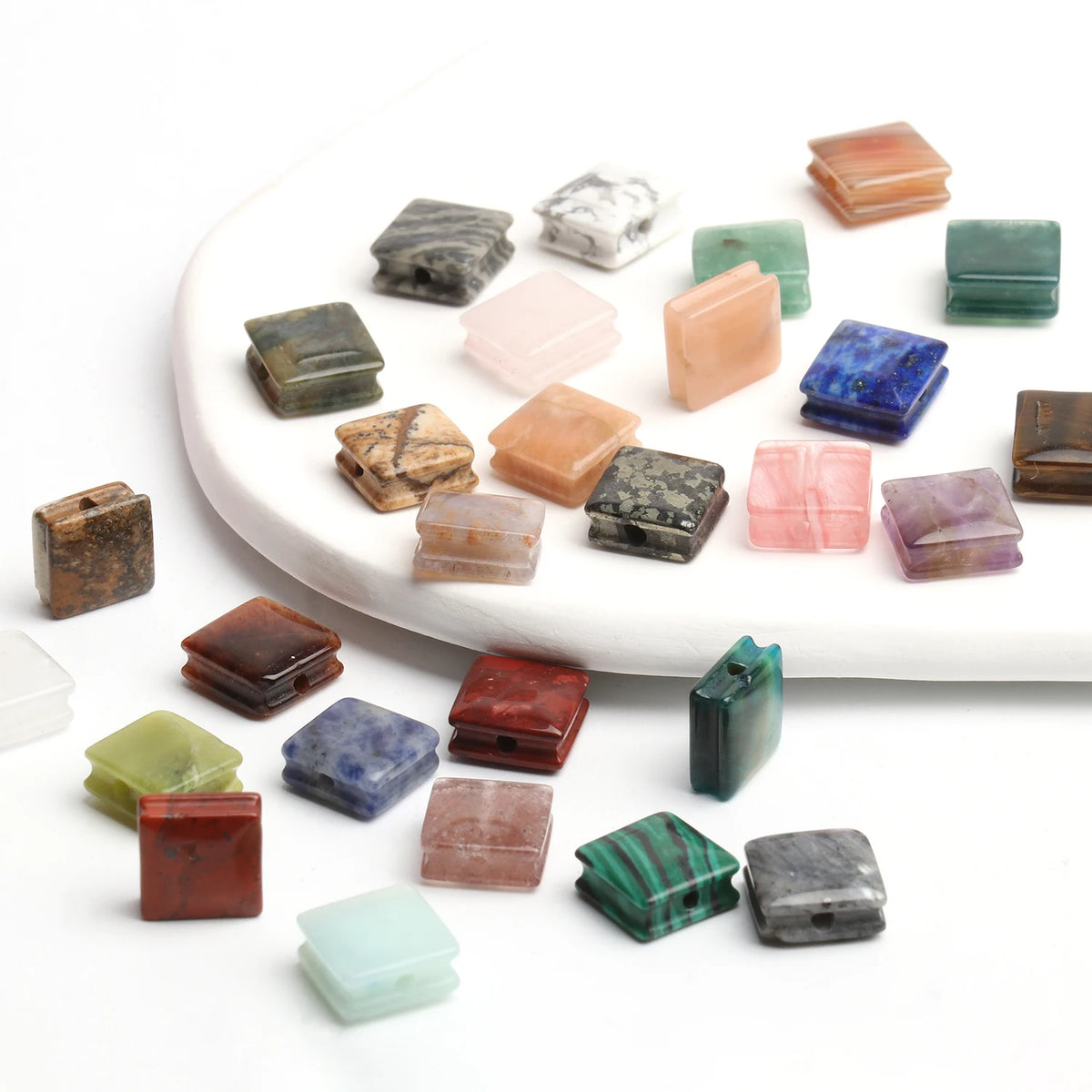 Stone Beads Square Amethyst Aventurine Quartz Styles for DIY Jewelry Making