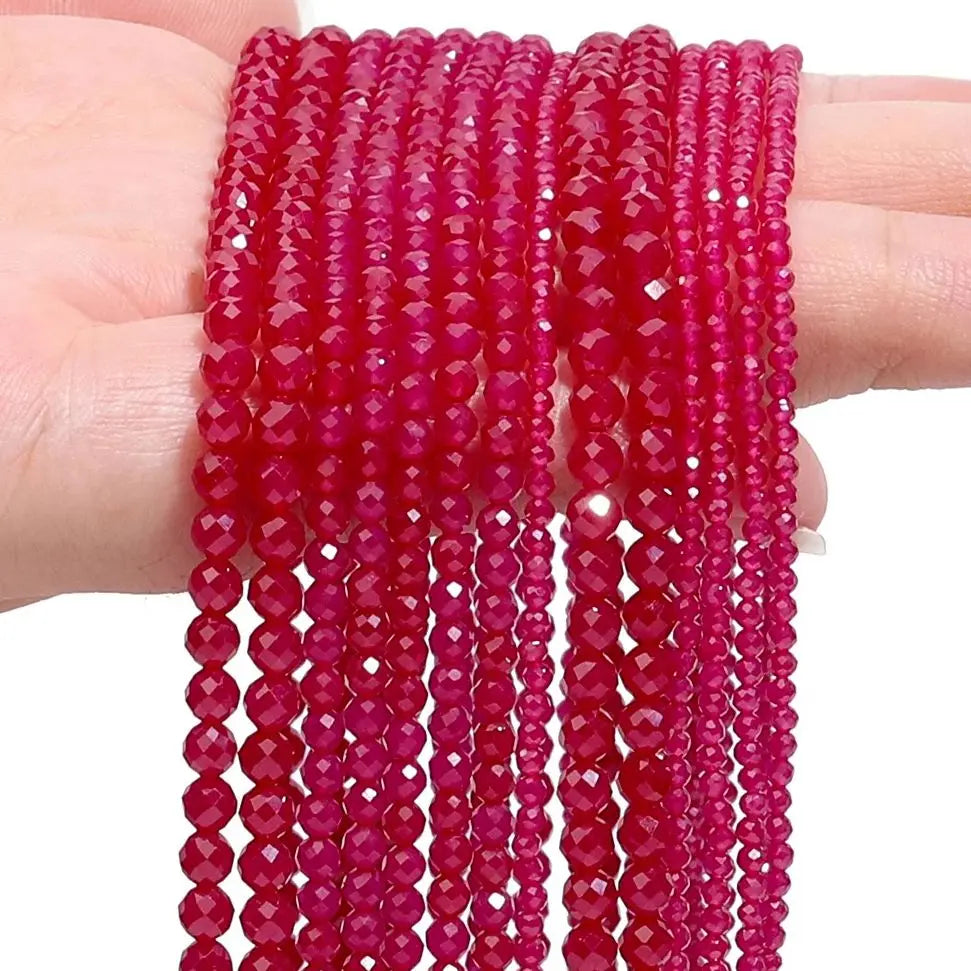 Stone Beads Tiny Faceted Ruby Corundum-Style Round for DIY Jewelry Making