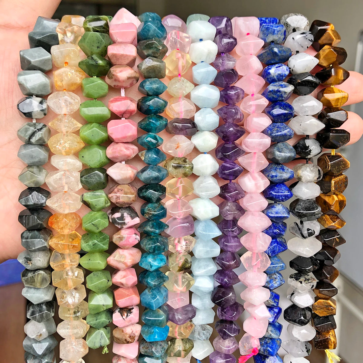 Beads Stones Rose Quartz-Style Apatite Opal Tiger Eye Irregular Craft Beads