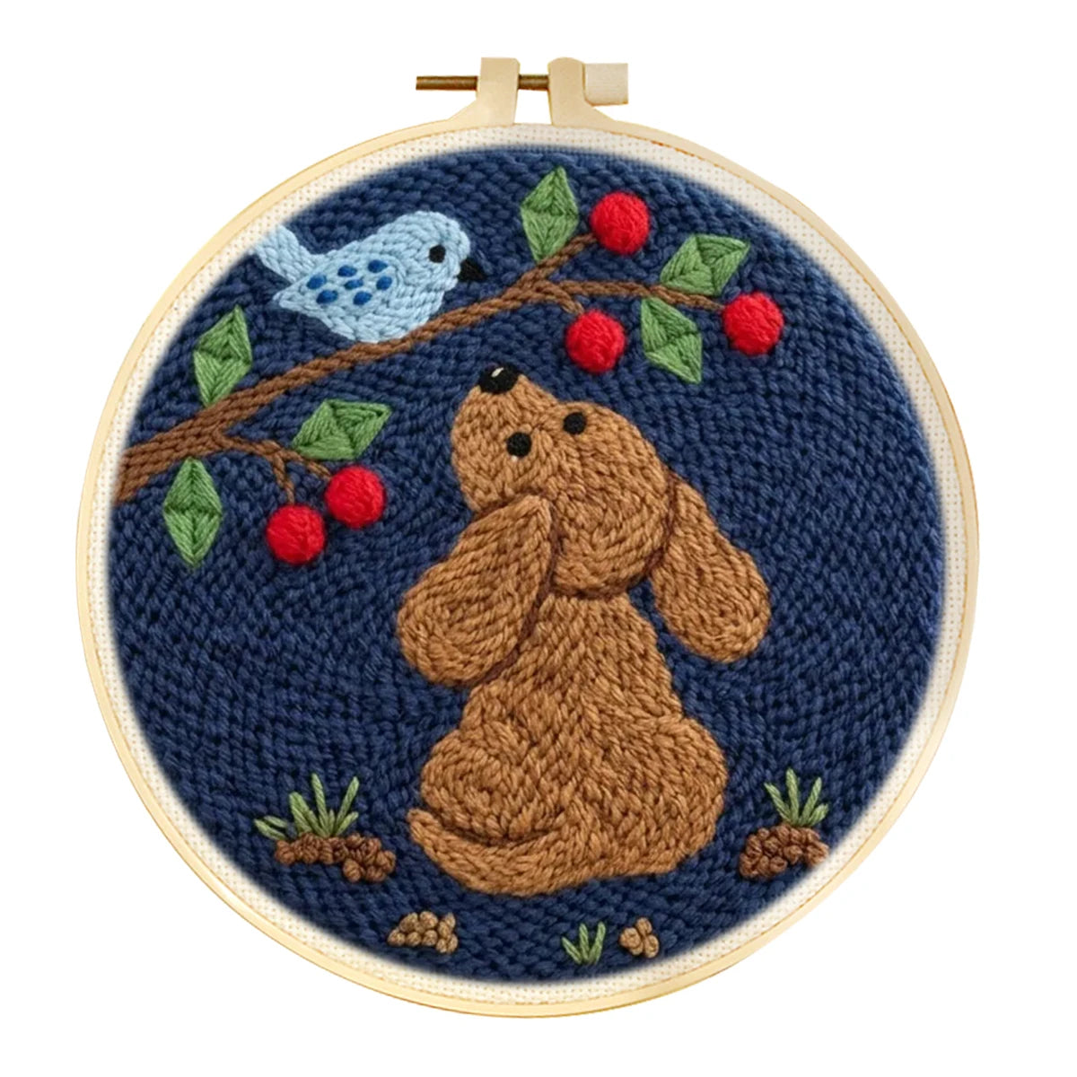 Punch Needle Kit, Cartoon Animals with Hoop for Beginner Yarn Crafts