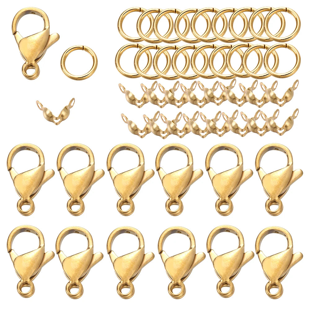 Jewelry Findings Kit Stainless Steel Clasps Crimps Rings DIY Jewelry Making