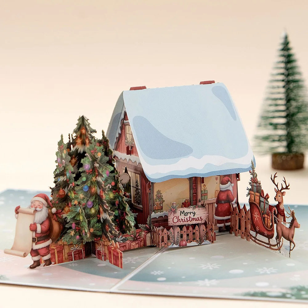 Christmas Card 3D Pop-Up Santa Tree Reindeer Holiday Greeting 36 Designs