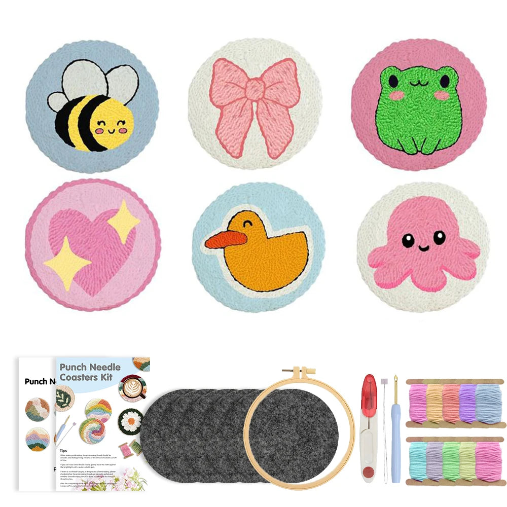 Punch Needle Coaster Kit, SDOYUNO Fruit Designs for Beginner Yarn Crafts