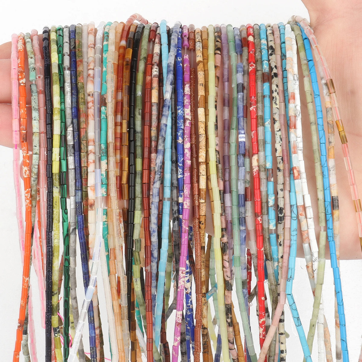 Stone Beads Tube Agate Quartz Jade Jasper Styles for DIY Jewelry Making