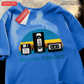 T-Shirt Unisex Never Forget Retro Tech Floppy VHS Cassette Vintage Graphic Tee