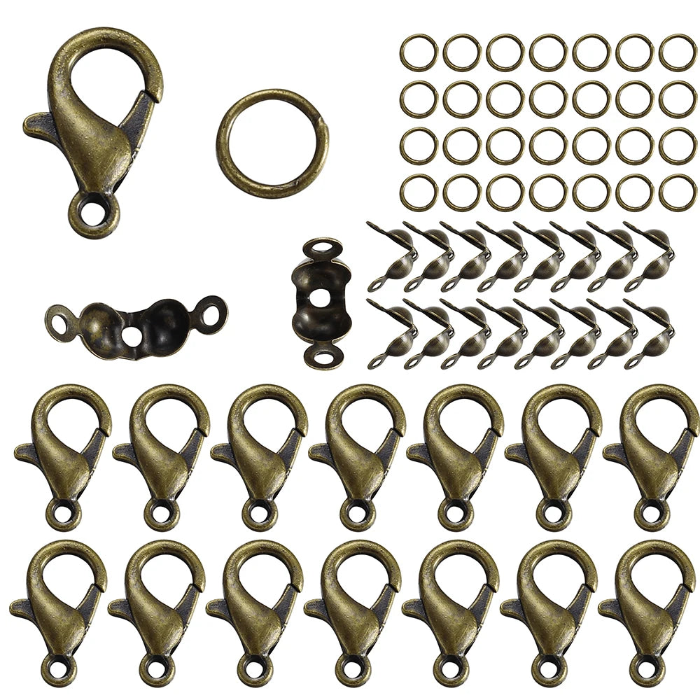 Jewelry Findings Kit Alloy Clasps Jump Rings Cord Tips DIY Jewelry Making