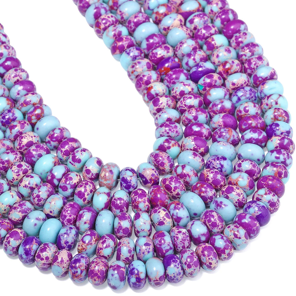 Stone Beads Purple Flower Jasper-Style Abacus for DIY Jewelry Making Craft Beads
