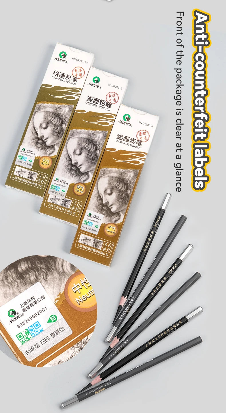 Borrence Graphite & Charcoal Sketch Pencils — Single Grade & Mixed Packs