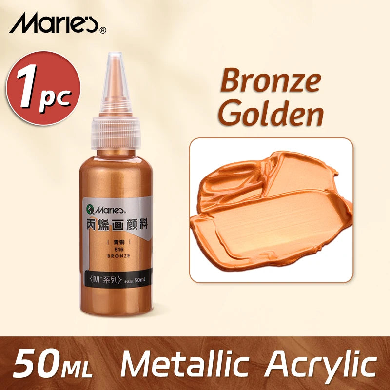 Marie's Metallic Acrylic Paint 50ml — Pearlescent & Shiny Pigments