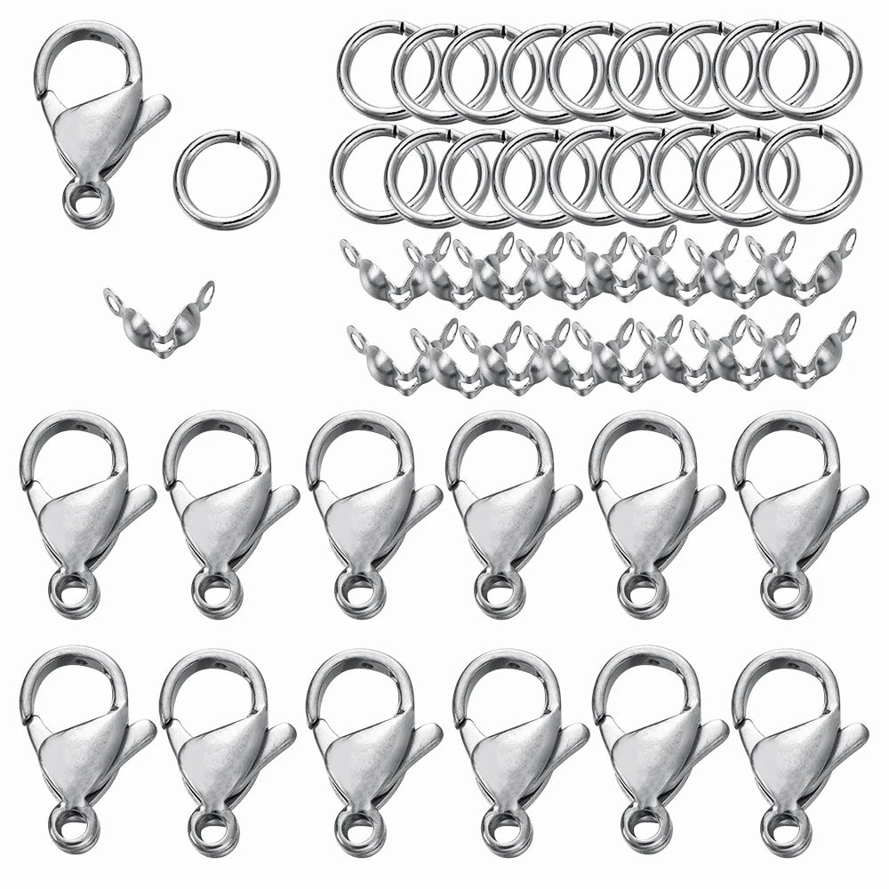 Jewelry Findings Kit Stainless Steel Clasps Crimps Rings DIY Jewelry Making