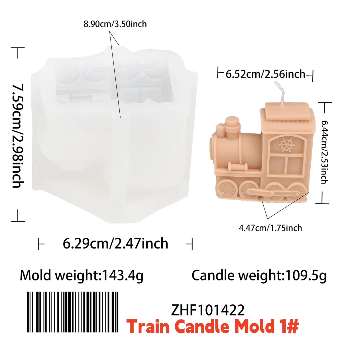 3D Christmas Train Silicone Candle Mold, 4 Carriages Bear Gingerbread Man Gift Box Design Soap Mold DIY Xmas Home Decor Gift