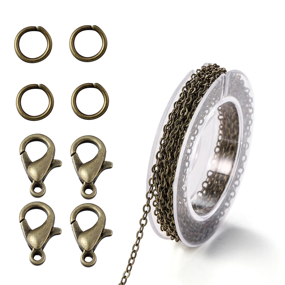 Necklace Chain Kit Iron Links Clasps Jump Rings DIY Jewelry Making