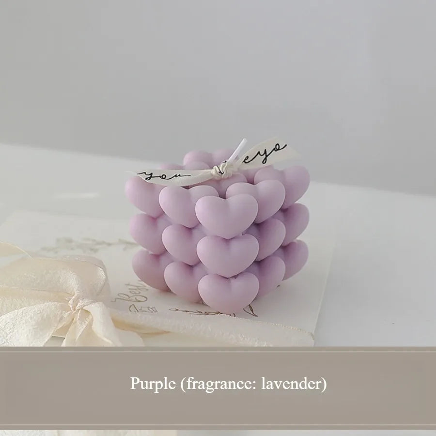 1pc Pastel Heart Cube Soy Wax Scented Candles for Romantic Gifts Aesthetic Home Decor Valentine's Day Wedding Decorations