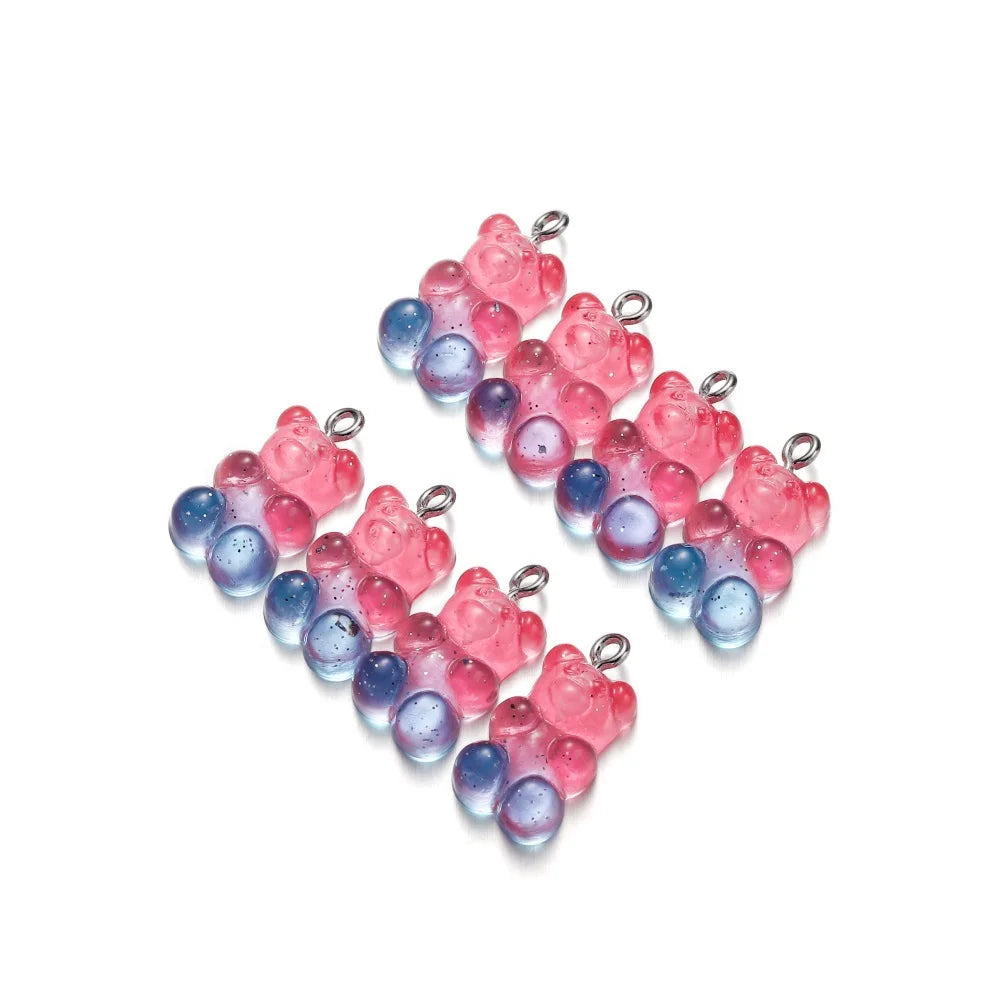 Earring Components Candy Bear Pendant Charms Colorful Resin Bears Craft Supplies