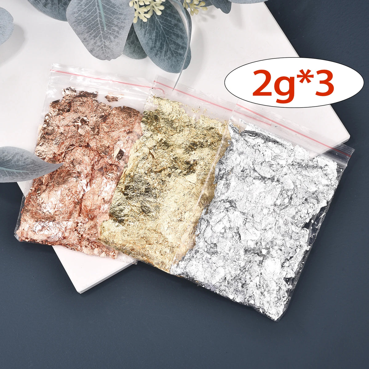 Imitation Gold & Silver Foil Flakes for Candles, Resin & Nail Art — 5 Colors