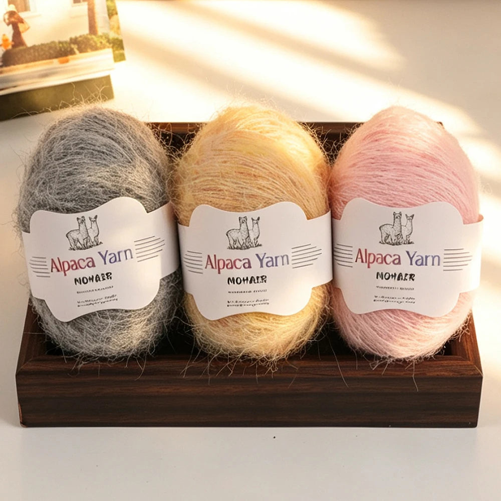 Yarn, Solid Color Long-Pile for Sweaters, Gloves, Hair Ties & Shawls