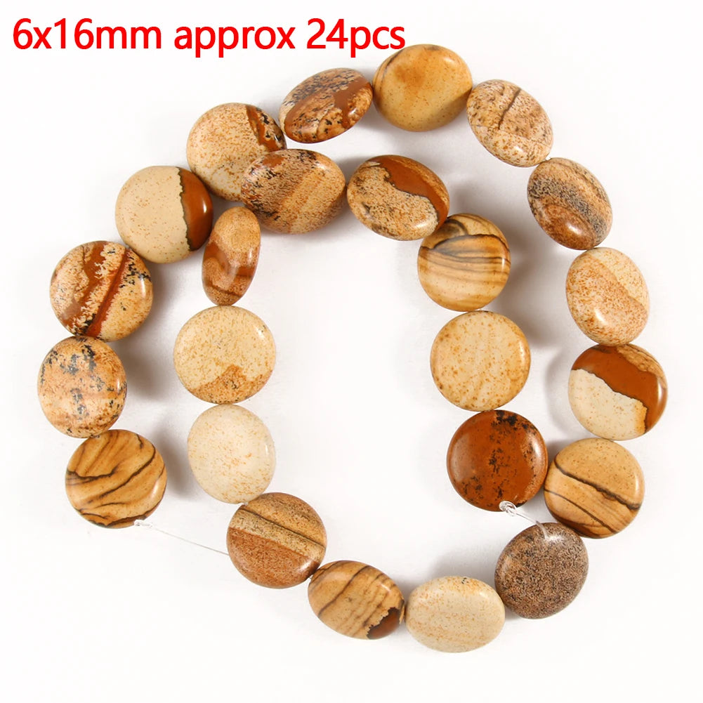 Stone Beads Picture Jasper-Style Round Tube Rondelle for DIY Jewelry Making