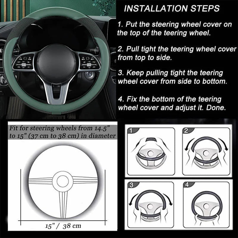 Car Steering Wheel Cover Premium Steering Wheel Cover Anti-Slip Comfort