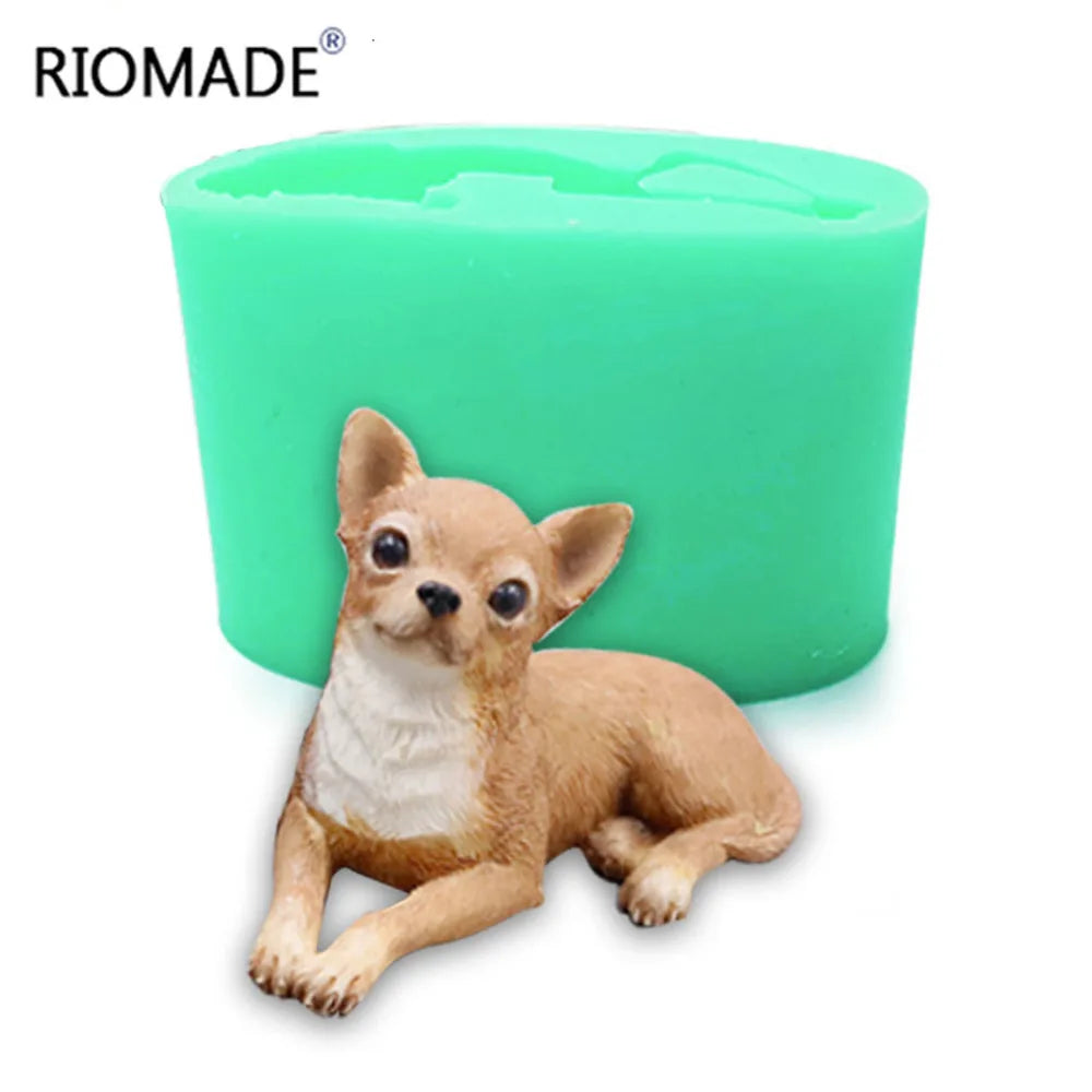 3D Dog Shape Silicone Molds Big Pomeranian Shih Tzu Animal Candle