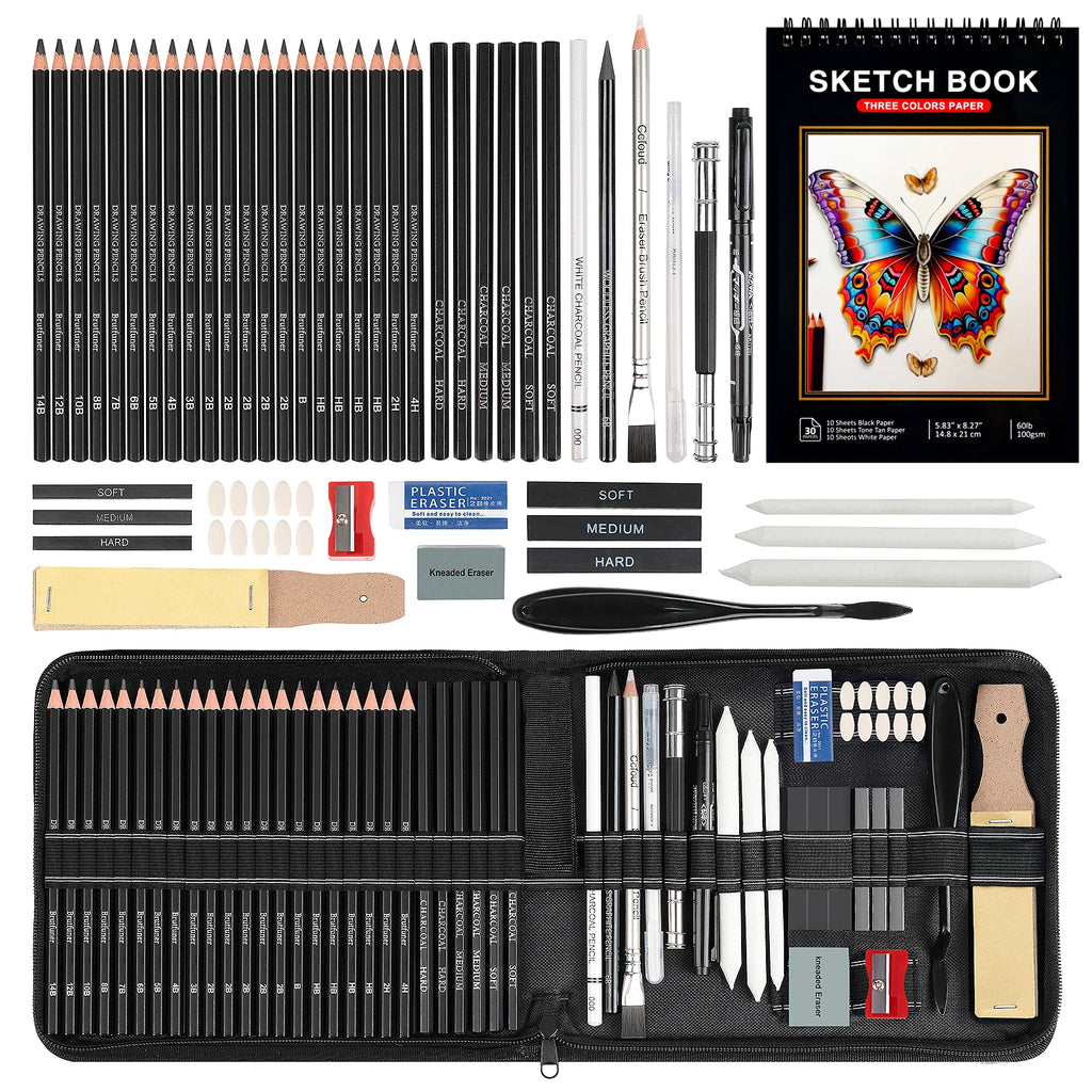 Drawing & Sketching Kit with Portable Travel Case — 58 or 96 Pieces
