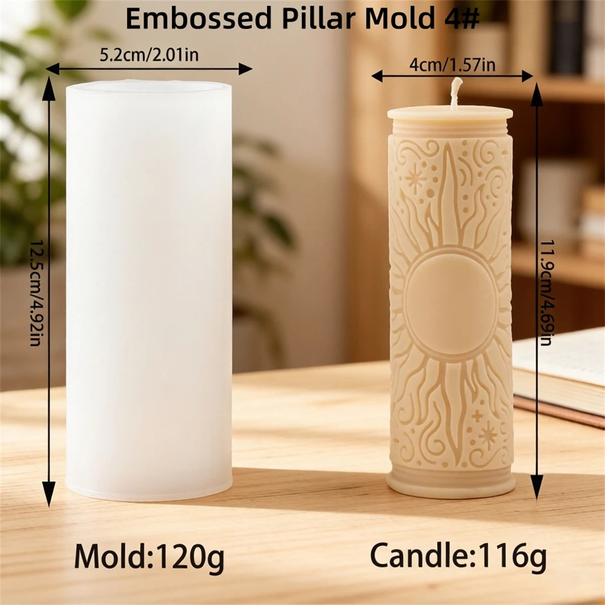Embossed Pillar Candle Mold - Silicone Celestial Designs, 5 Styles