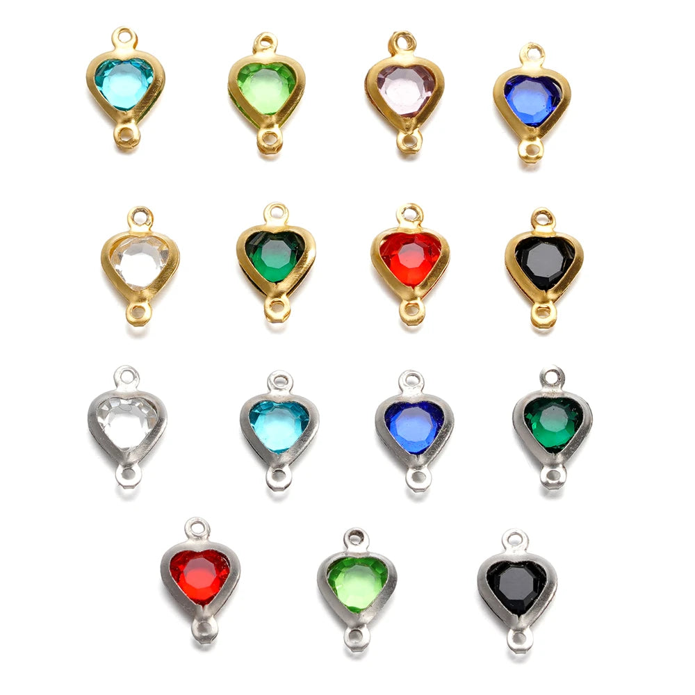 Jewelry Findings Stainless Steel Double Hole Heart Pendant DIY Jewelry Making