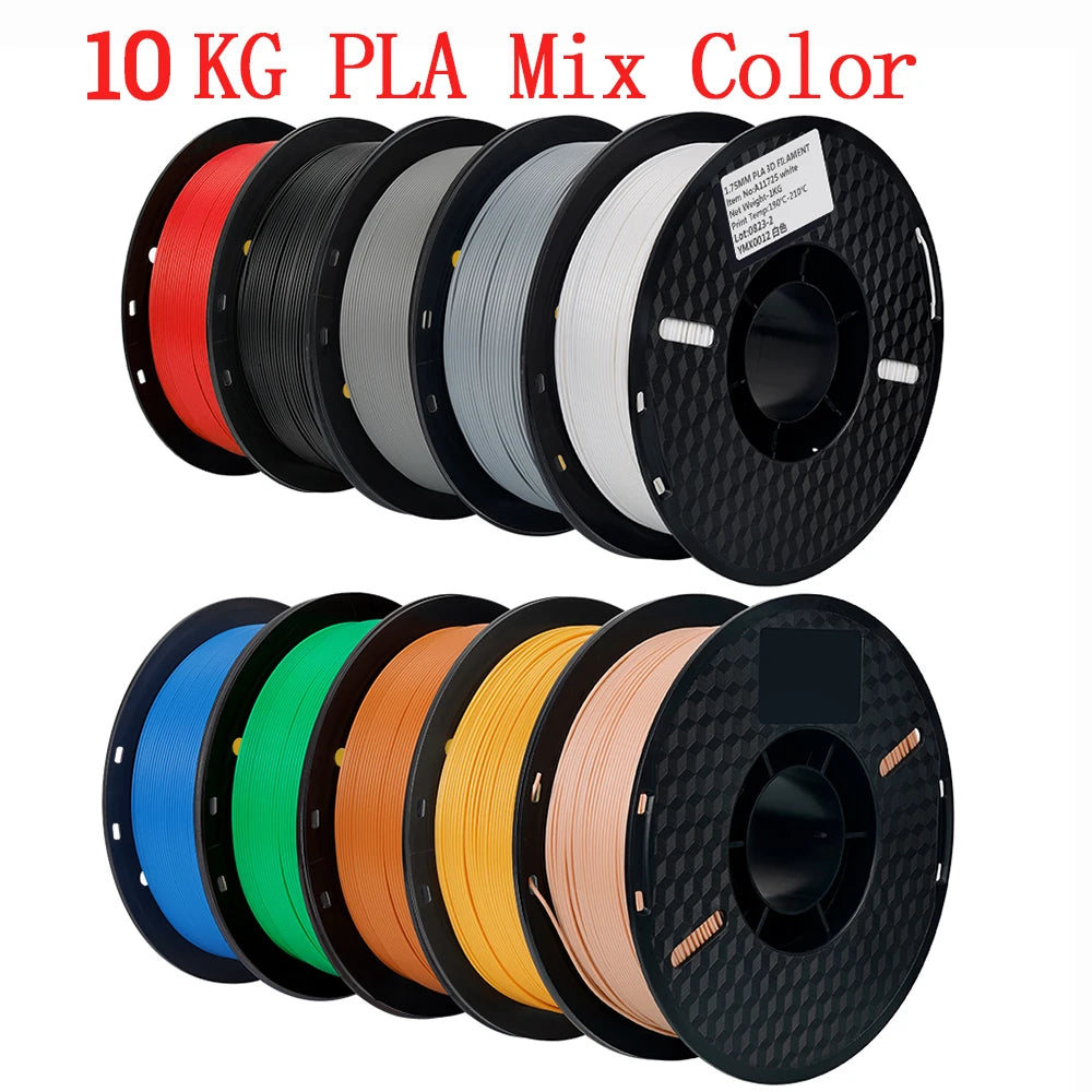 KINGROON 10KG/22LBS Multicolor PLA Filament 1KG/Roll 1.75mm For 3D Printer Material for 3D Printing 3D Printer Filament Free Shipping