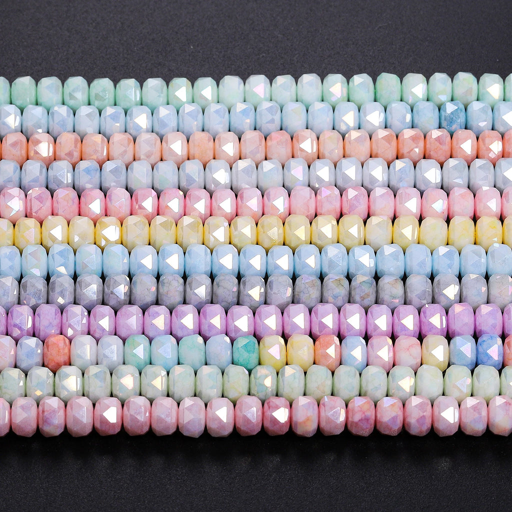 Glass Beads Faceted AB Wheel Flat Cylinder Shapes for DIY Jewelry Making