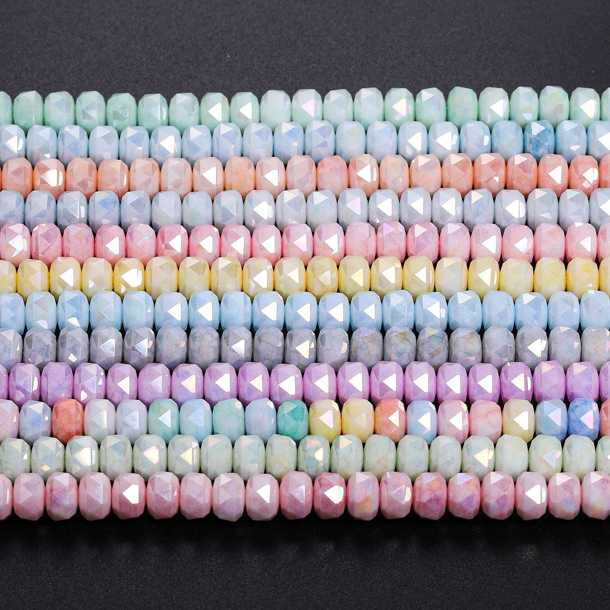 Glass Beads Faceted AB Wheel Flat Cylinder Shapes for DIY Jewelry Making