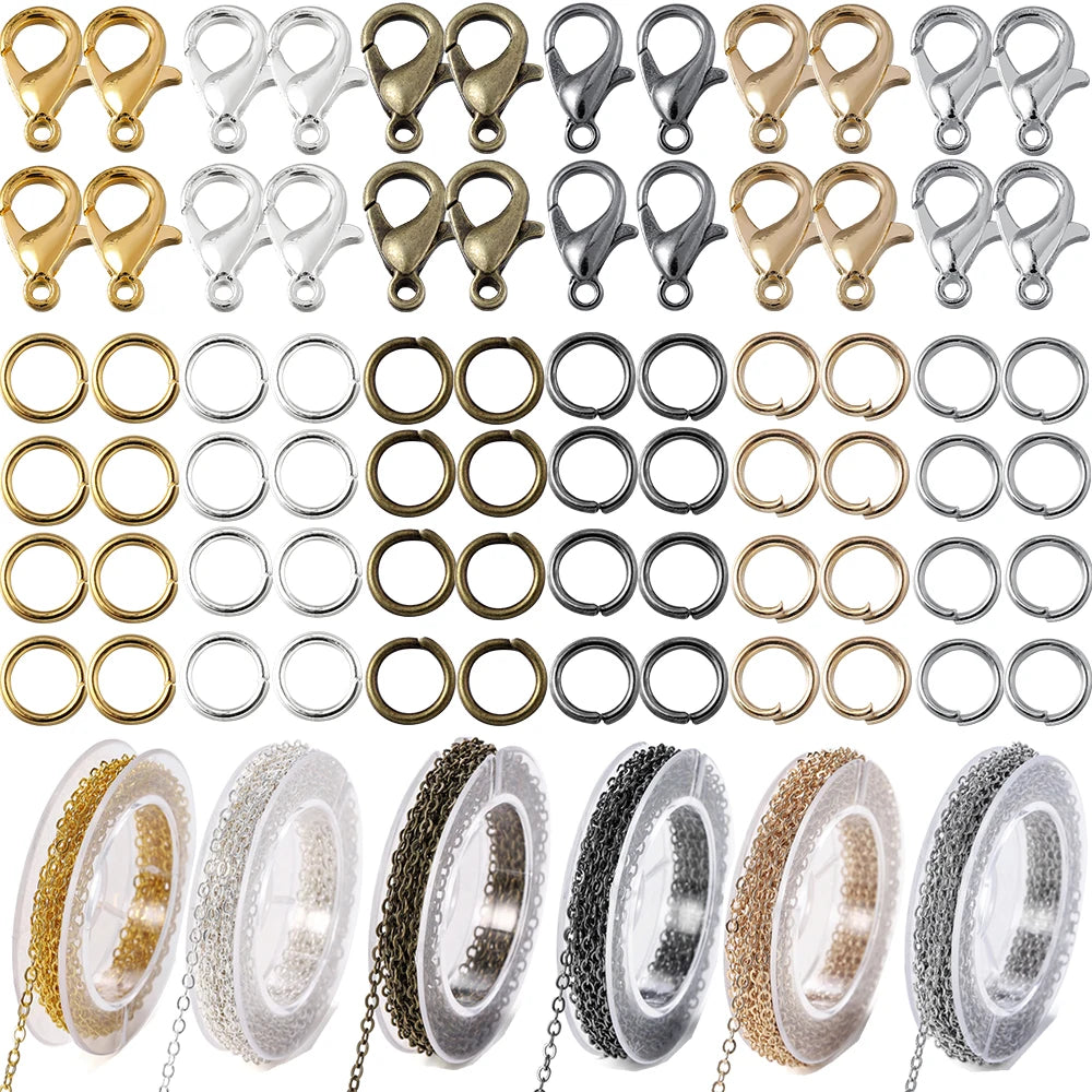 Necklace Chain Kit Iron Links Clasps Jump Rings DIY Jewelry Making