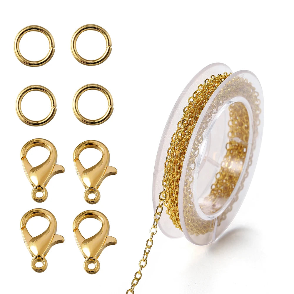 Necklace Chain Kit Iron Links Clasps Jump Rings DIY Jewelry Making
