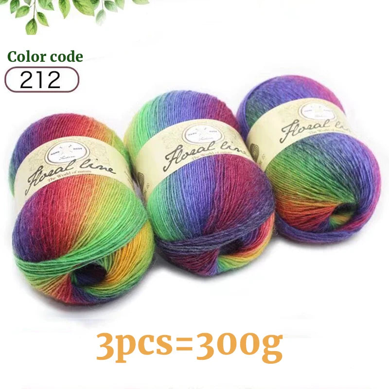 Yarn, Rainbow Variegated for Crochet Shawls, Scarves, Hats & Sweaters