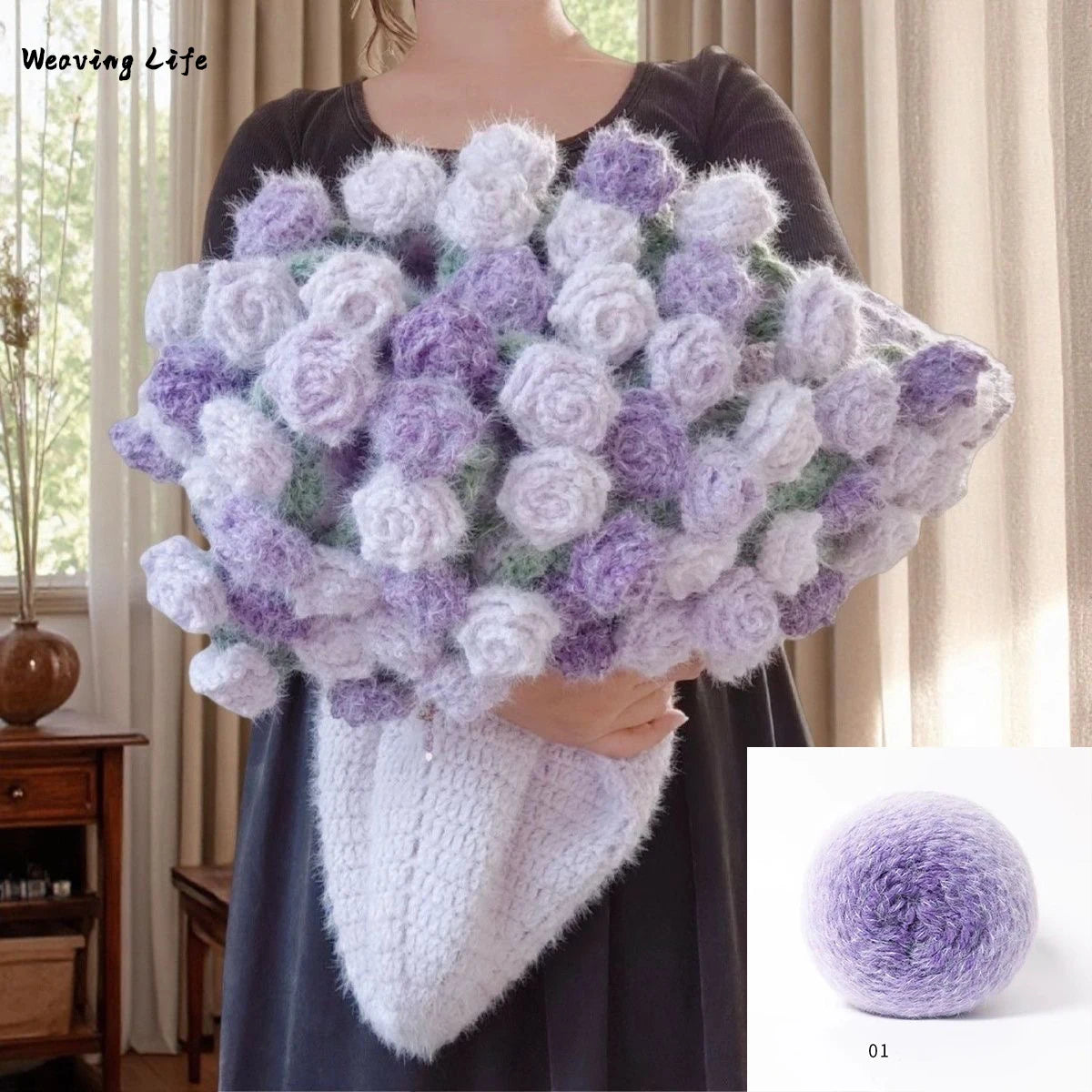 Yarn, Long-Color Gradient for Knitted Blankets, Flowers & Handmade Crafts