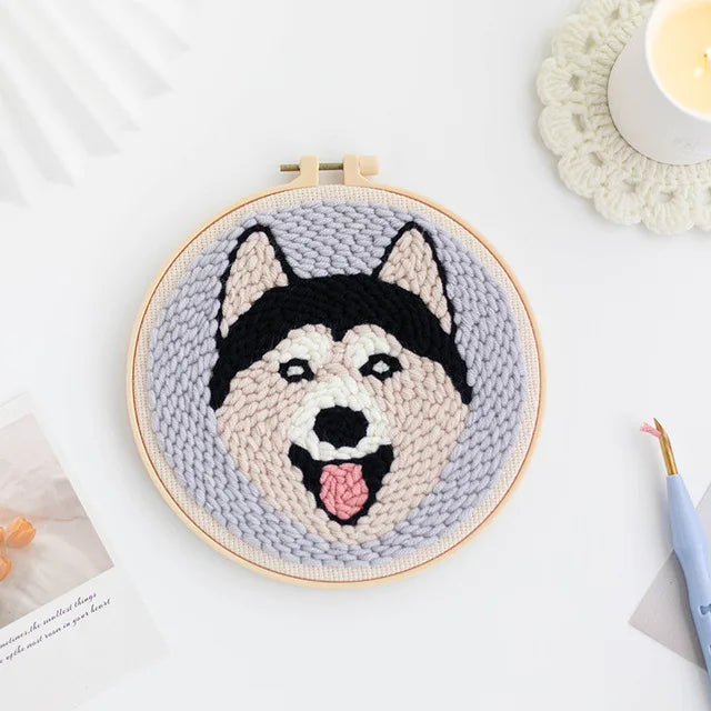Punch Needle Kit, SDOYUNO Dog Designs for Beginner Embroidery & Pet Art