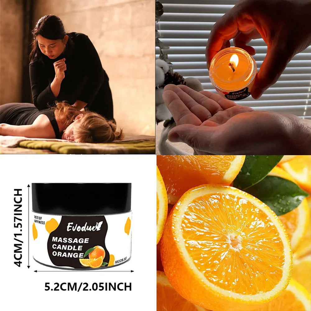 Massage Oil Candle Sweet Orange Soy Wax Low Temp Melt Pour Deep Skin Moisturizing Care Relaxing Spa Bath Couples Gifts Christmas