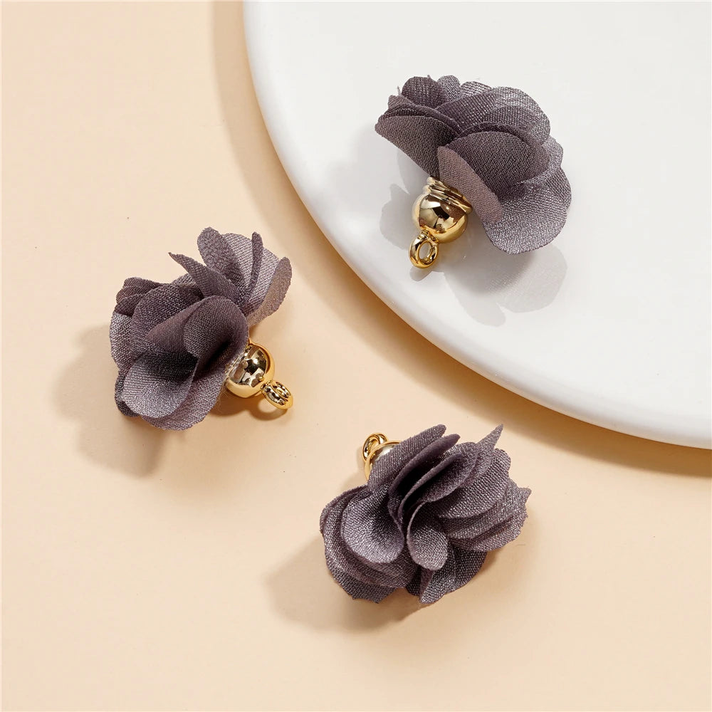 Earring Components Fabric Flower Tassel Pendants Bracelet DIY Jewelry Making