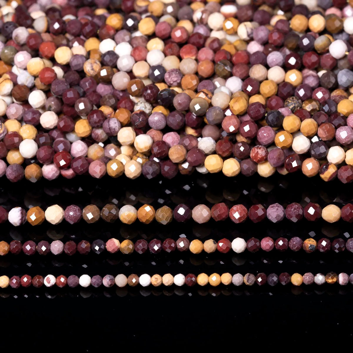 Stone Beads Tiny Faceted Mookaite Jasper-Style Small Spacer Bracelet Craft Beads