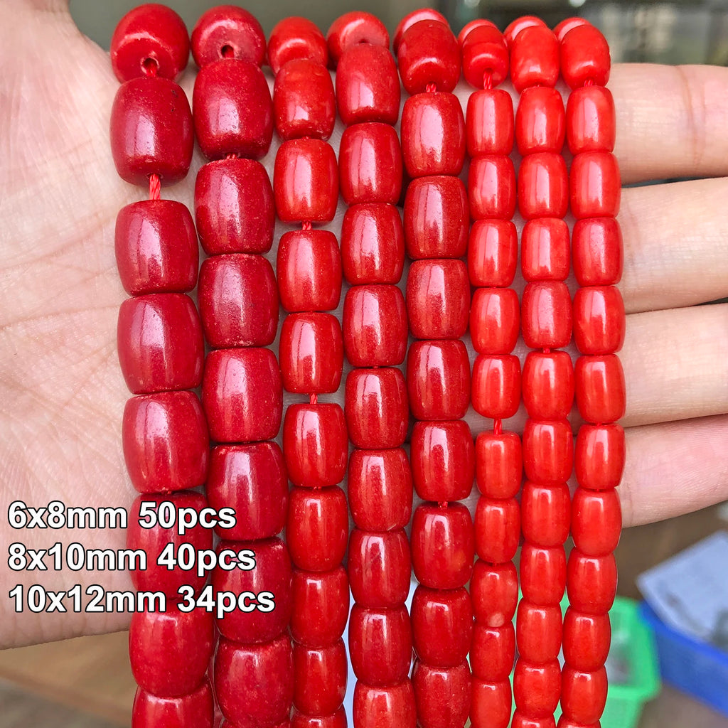 Stone Beads Red Coral-Style Chip Drum Rice Shapes for DIY Jewelry Making