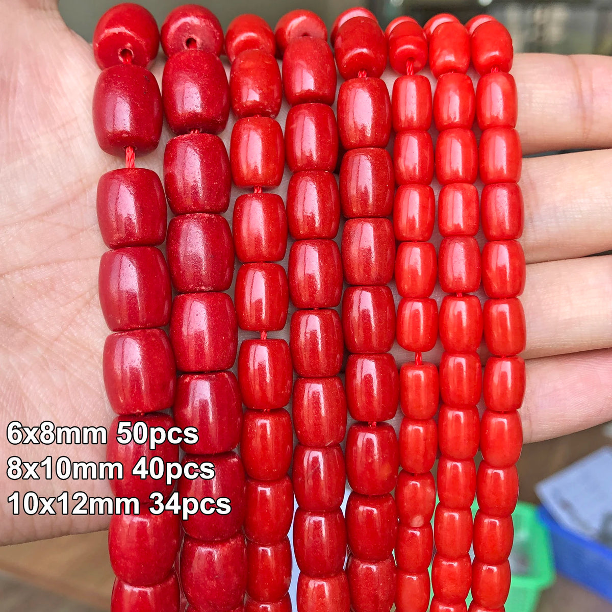 Stone Beads Red Coral-Style Chip Drum Rice Shapes for DIY Jewelry Making