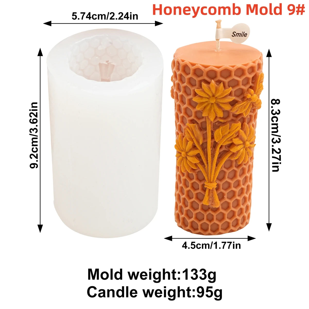3D Bee Honeycomb Silicone Candle Mold — 10 Styles, Pillar & Beehive