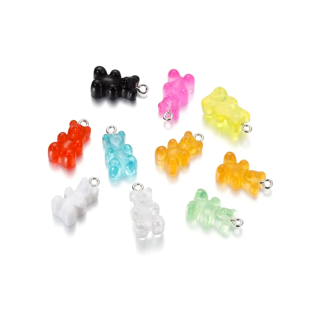 Earring Components Candy Bear Pendant Charms Colorful Resin Bears Craft Supplies