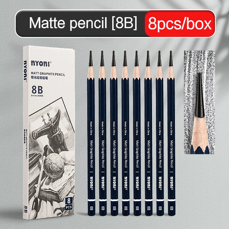 Graphite & Charcoal Pencils, NYONI — HB to 12B, Single-Grade & Mixed Sets