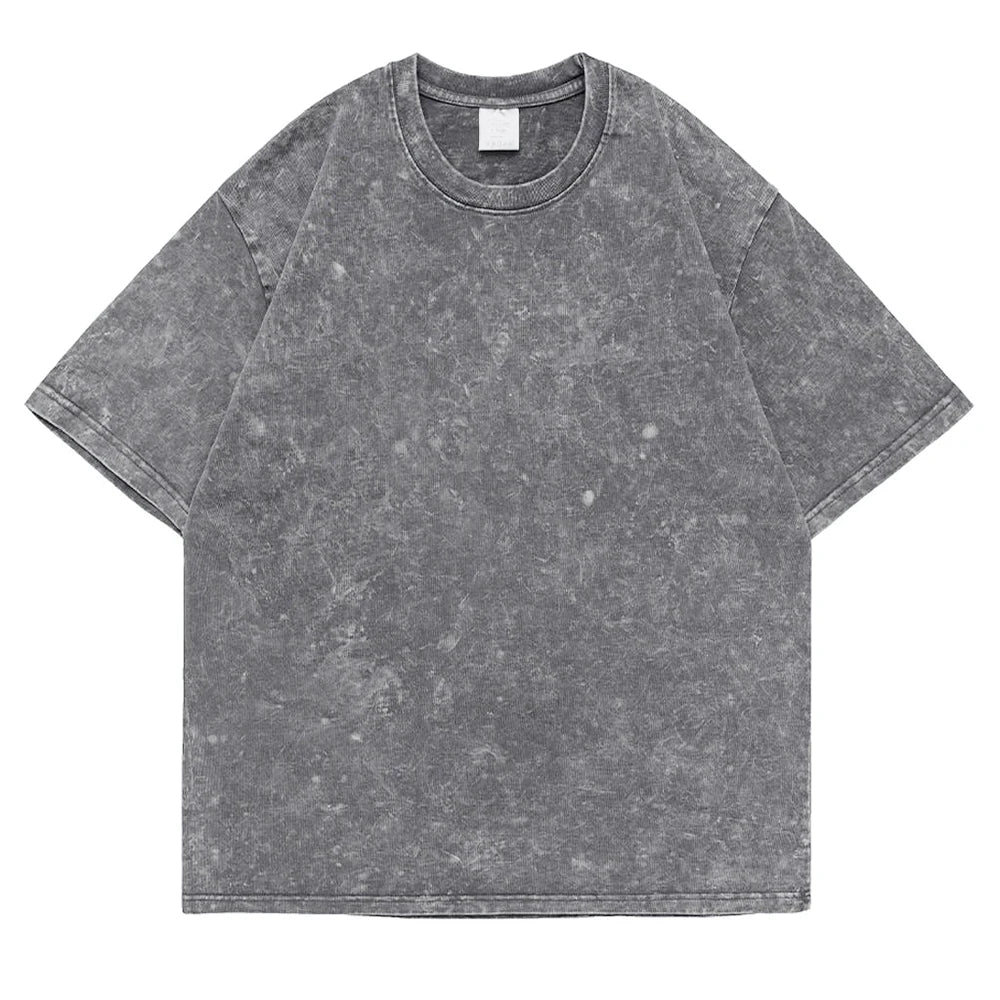 T-Shirt Unisex 230g Washed Retro Punk Drop Shoulder Vintage Loose Tee