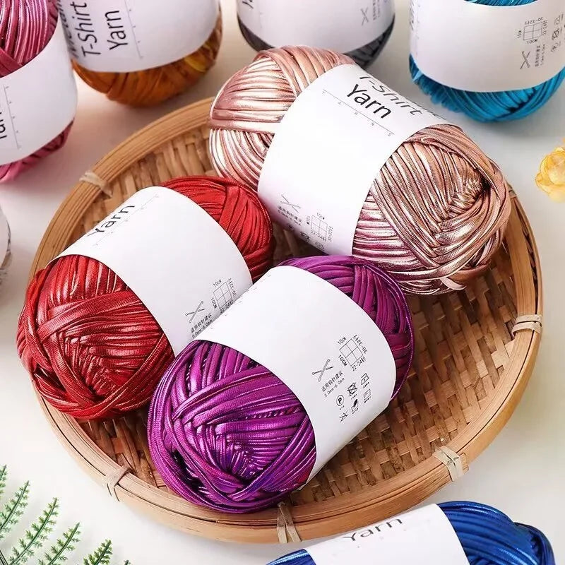 Yarn, Shiny Metallic Fabric for Crochet Bags, Cushions, Baskets & Crafts